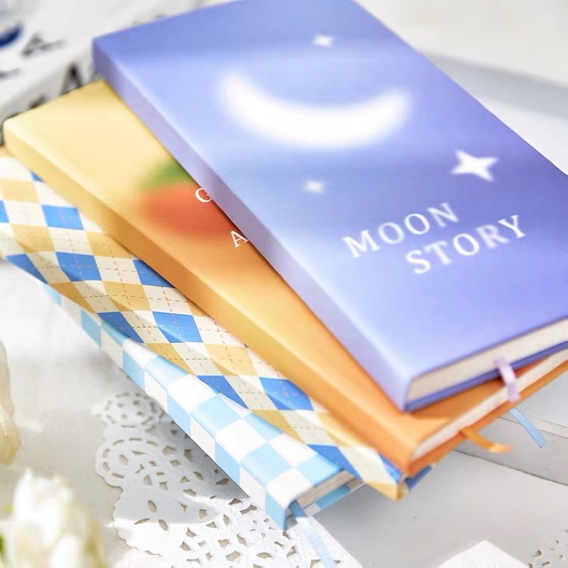 Sổ Tay Slim Sổ Tay Bullet Journal Ruột Caro Bìa Cứng Hoạ Tiết Phong Cách Highteen Mẫu Mới 2022