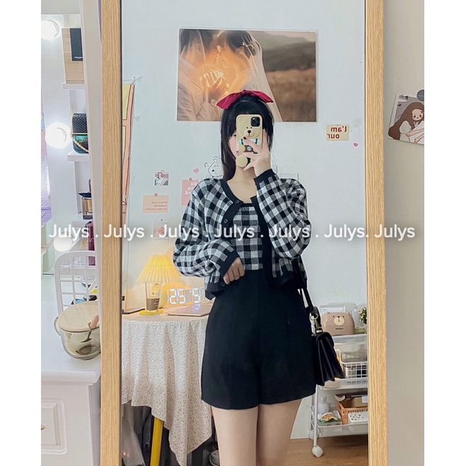 [Mã 2611THTRANG100K hoàn 10% xu đơn 99K] SET ÁO CROPTOP LEN KẺ Ô JULYS STORE (ảnh thật shop chụp kèm video cận chất) | BigBuy360 - bigbuy360.vn