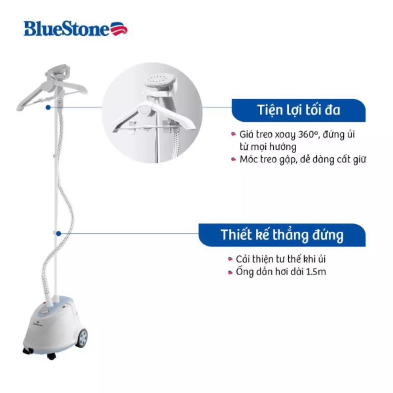 [CHÍNH HÃNG]Bàn ủi hơi nước đứng BlueStone GSB-3911 1800W 1.6L 6 chế độ, giá treo xoay 360 độ - Bảo hành 2 năm