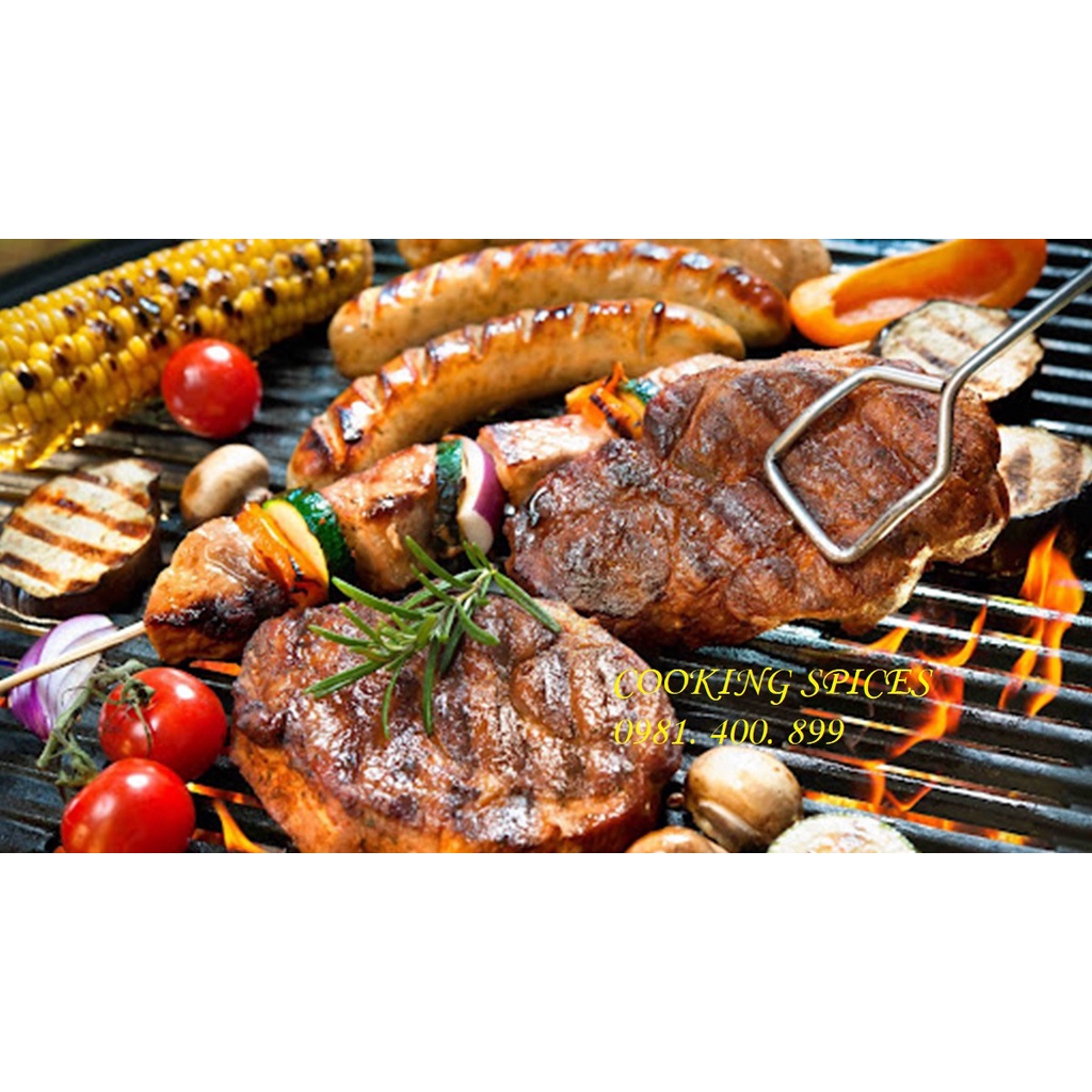 Bột Gia Vị Ướp Thịt Nướng BBQ thơm ngon. Hũ dùng tiện lợi.