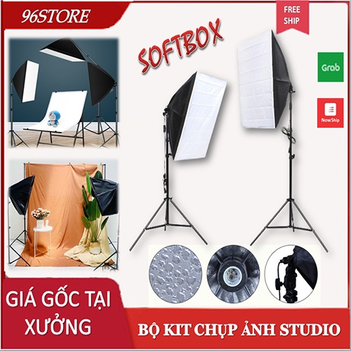 Bộ Đèn Studio Chụp Ảnh Mẫu, Livestream, Quay Phim Chuyên Nghiệp Softbox 50*70cm Chân 2m (chưa kèm bóng)