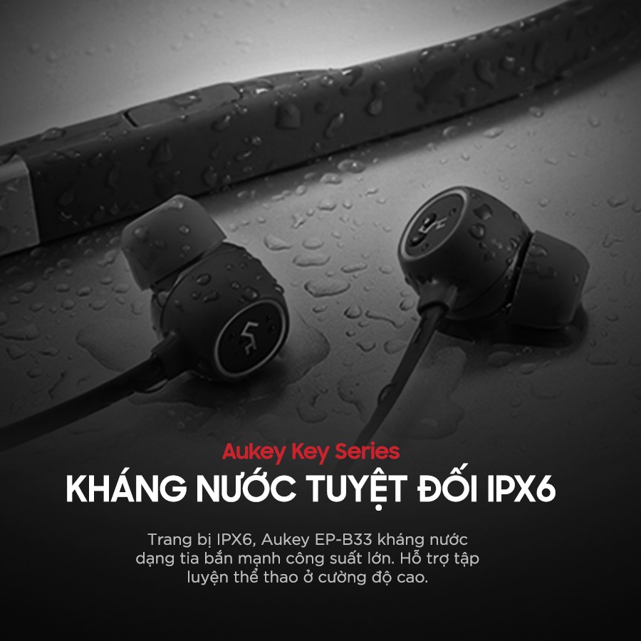 Tai Nghe Bluetooth AUKEY EP-B33 - aptX/aptX-LL - 10mm Driver Graphene,Kháng Nước IPX6 - Hàng Chính Hãng