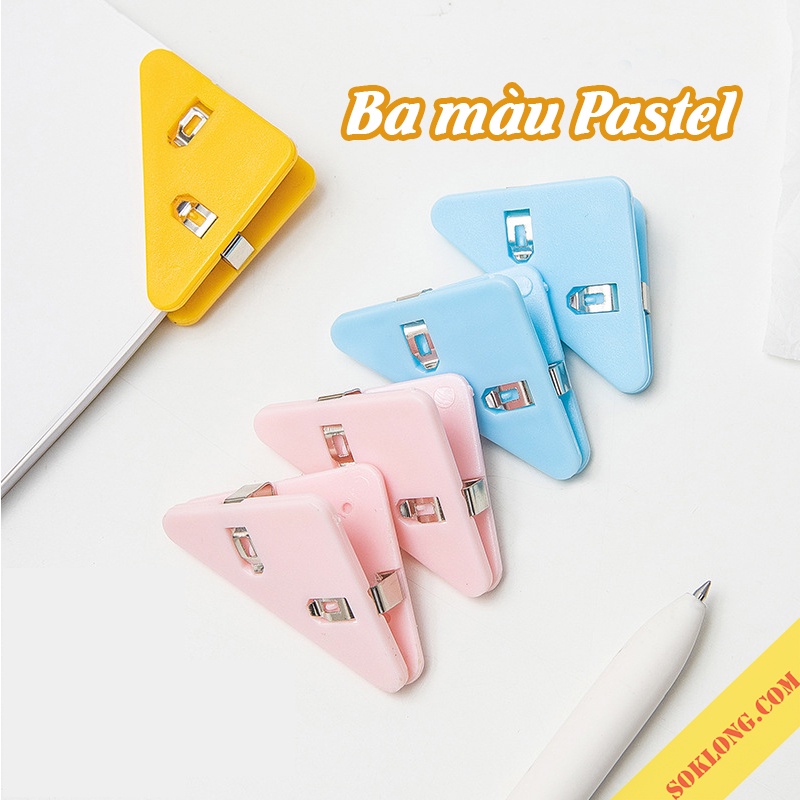 Kẹp giấy hình tam giác màu Pastel K47 kẹp tài liệu, đánh dấu cố định trang sách bằng nhựa