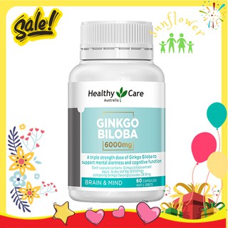 [Gấp 3 hàm lượng] Viên uống bổ não Ginkgo Biloba Healthy Care 6000mg mẫu mới 60 viên Giúp cải thiện trí nhớ