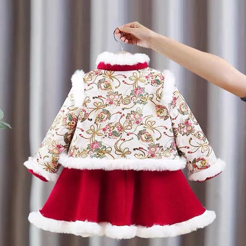 Đầm sườn xám Hán phục thời trang năm mới xinh xắn cho bé gái