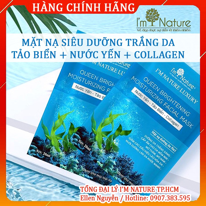 Mặt Nạ Dưỡng Trắng Sáng Yến Tươi Collagen I'm Nature Luxury Queen Brighterning & Moisturizing Facial Mask (Hộp 6 Miếng)