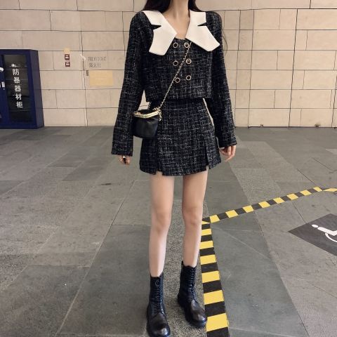 Bộ áo khoác + chân váy phong cách Hàn Quốc thời trang mùa xuân 2021