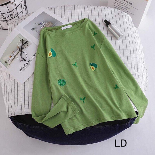 [FREESHIP ĐƠN TỪ 50K] Áo thun quả bơ in kín tay suông LDU0220