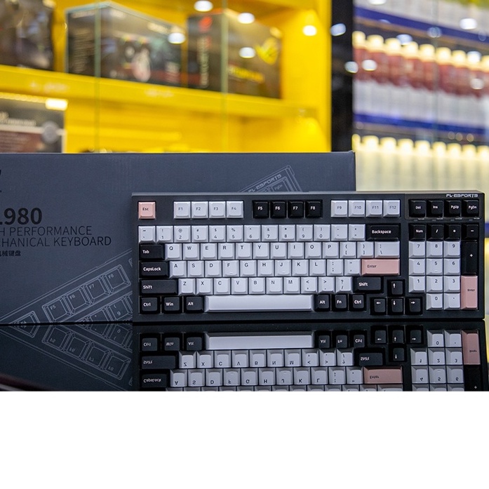 Bàn phím cơ FL-Esports FL980CP White Olivia Kailh Box Red switch, Hàng chính hãng