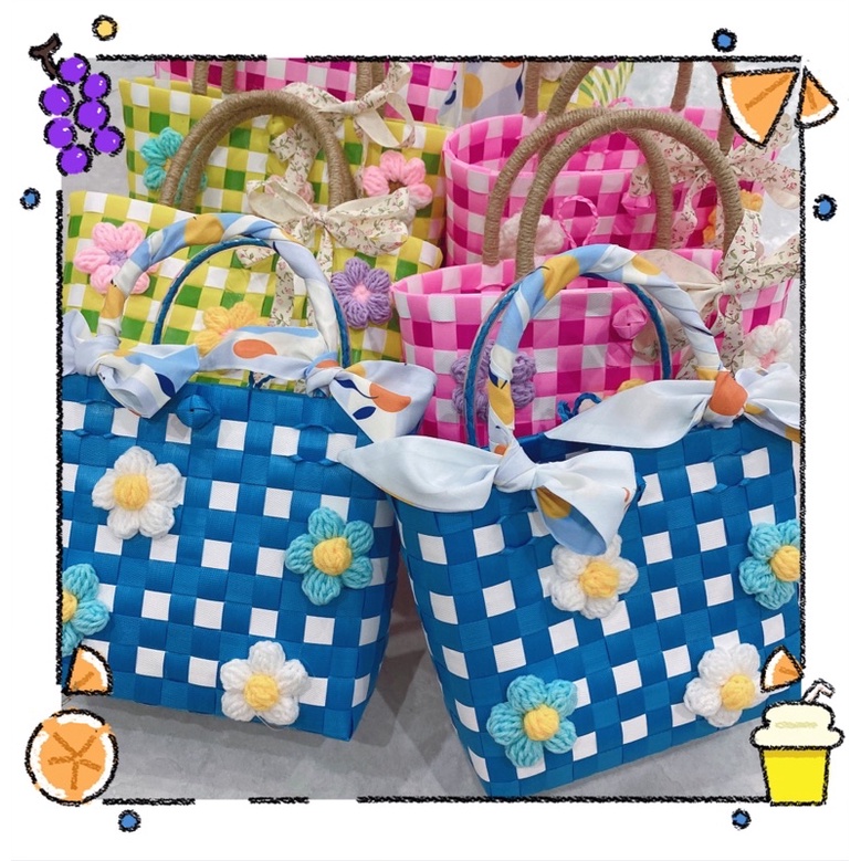 Túi Đan HandMade dán hoa