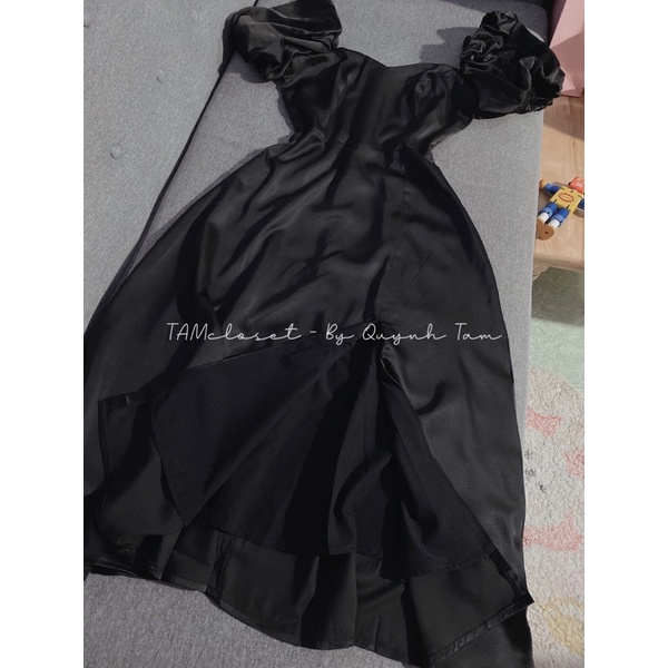 Đầm maxi xoè xẻ tà tay phồng xẻ tà TK867