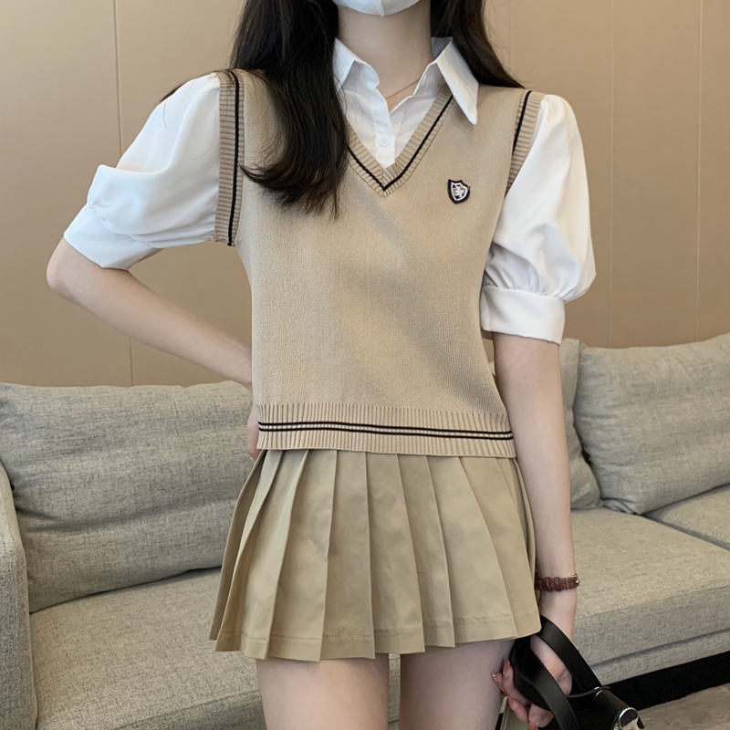 Áo Thun Dệt Kim Tay Ngắn Cổ polo Phong Cách Thời Trang Hàn Quốc 52355