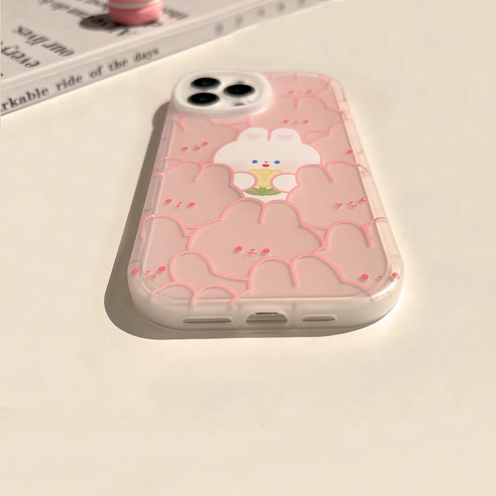 Ốp lưng iphone cạnh tròn Pink Bunny 13promax/13pro/13/12promax/12pro/12/11promax/11/7plus/8plus - Ina Case