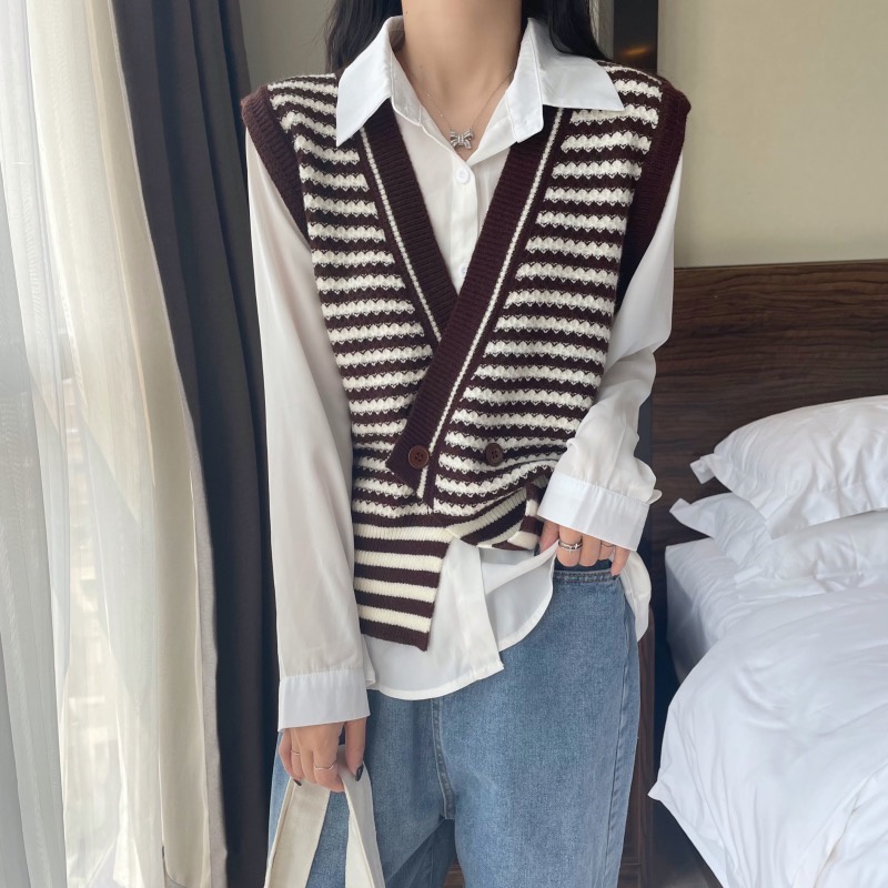 Áo Khoác Không Tay Dáng Rộng Phong Cách Retro Hàn Quốc Thời Trang