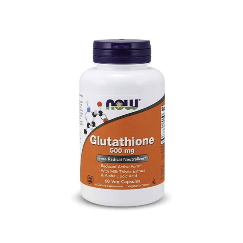 Viên uống trắng da, tăng cơ Now Glutathione 500 mg, 60 Veg Capsules - Chính hãng