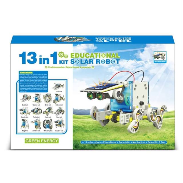 Bộ đồ trò chơi cho bé trẻ em robot lắp ghép năng lượng mặt trời 13in1