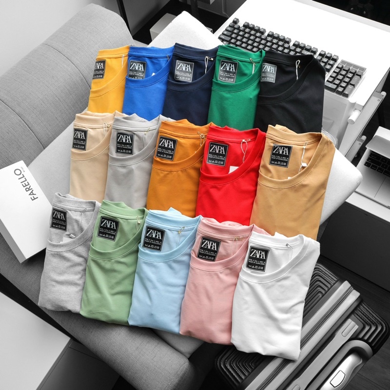 Áo thun nam không cổ ngắn tay nhiều màu trơn - thun cotton thấm hút tốt