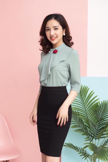 Chân Váy Bút Chì Dáng Dài Sẻ Sau Công Sở nhiều màu
