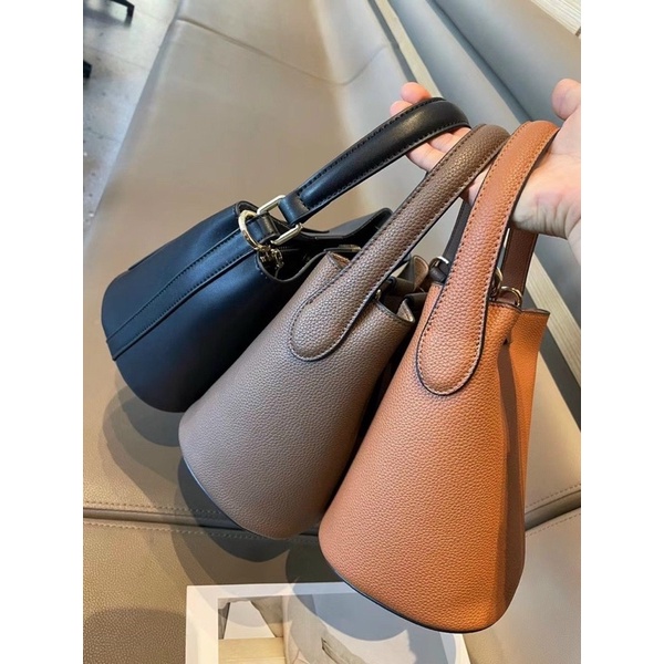 TNS - Túi BucKet mini da thật hottrend Town Bucket-chất da thật cao cấp-màu xám nâu sang trọng