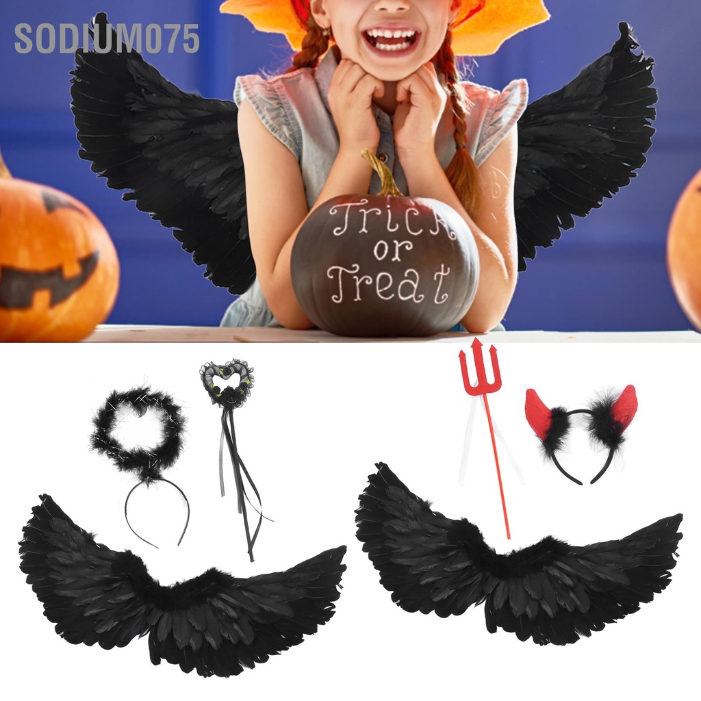 Sodium075 Bộ Cánh Thiên Thần Ma Quỷ 3 Gói Làm Thủ Công Trọng Lượng Nhẹ Dành Cho Người Lớn Để Nhập Vai Halloween
