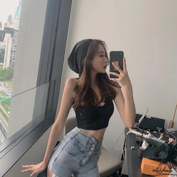 Áo Croptop Sát Nách Màu Sắc Trơn Thời Trang Mùa Hè Cho Nữ