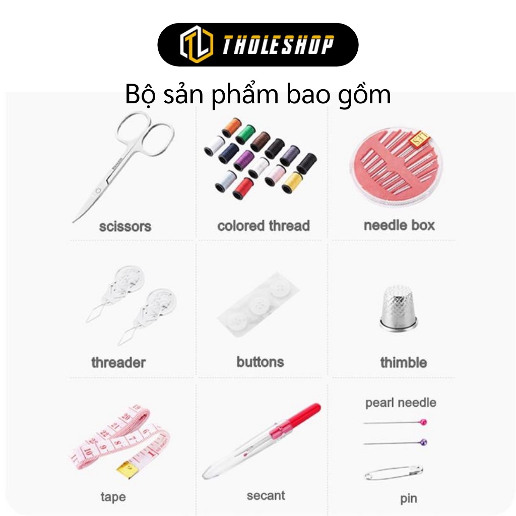 [SGD] Bộ Kim Chỉ - Bộ Kim Chỉ Và Dụng Cụ May Vá, Thêu Thùa 58 Chi Tiết Có Túi Đựng 8472