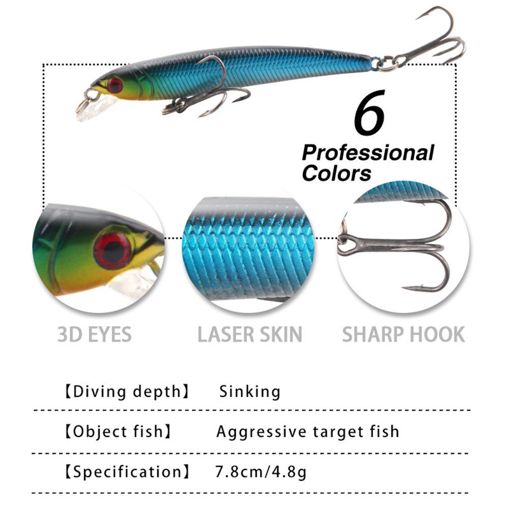 Mồi Câu Cá Giả 7.8cm/4.8g Bằng Nhựa Cứng