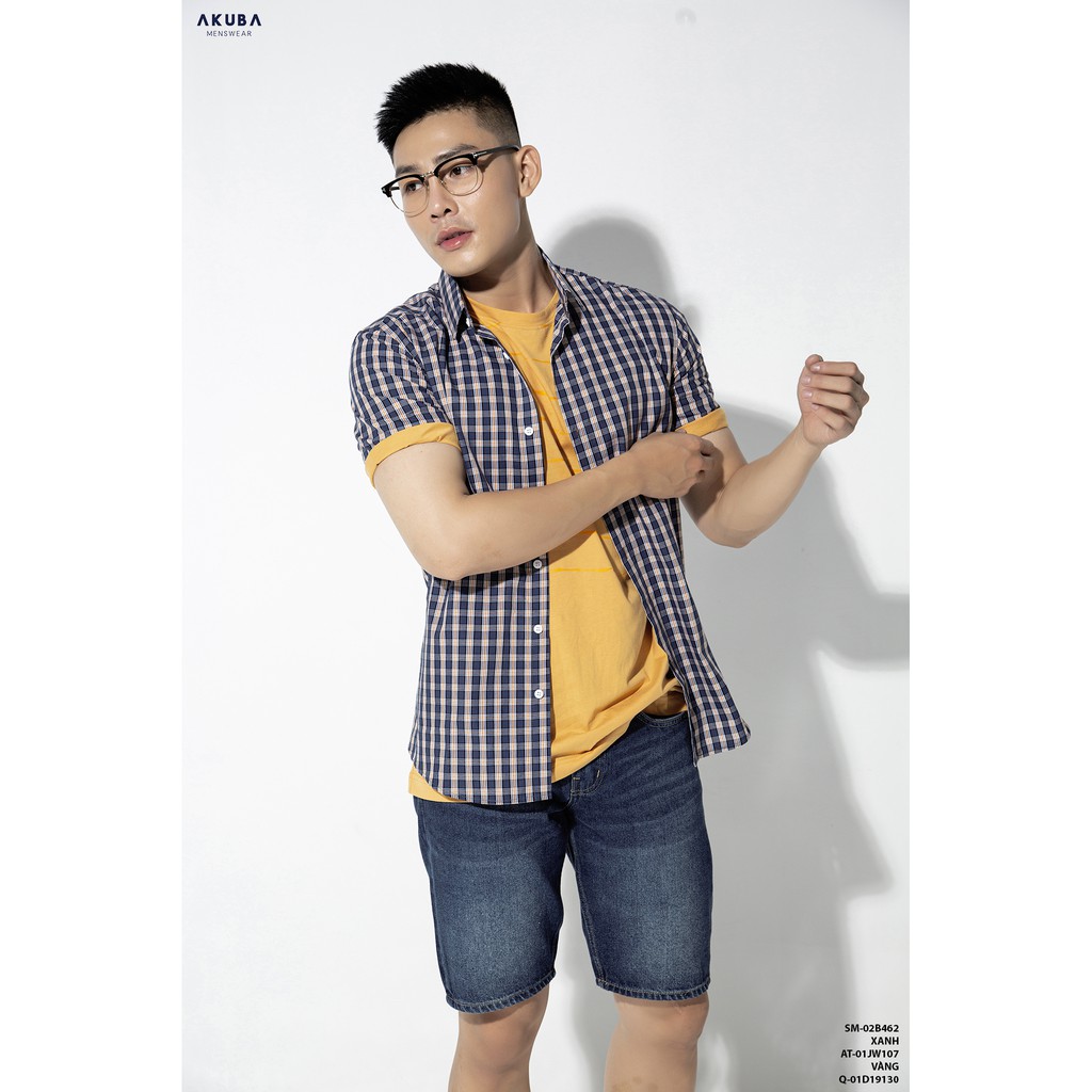 Áo Sơ Mi Tay Ngắn Họa Tiết Caro Nam Cao Cấp AKUBA | 02B462 | BigBuy360 - bigbuy360.vn