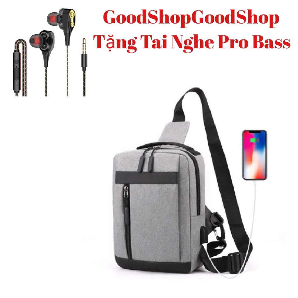 TÚI NAM ĐEO CHÉO ĐEO VAI CHỐNG THẤM NƯỚC TN0004 TẶNG TAI NGHE SIÊU BASS 110 VÀ CÁP NỐI SẠC TIỆN LỢI