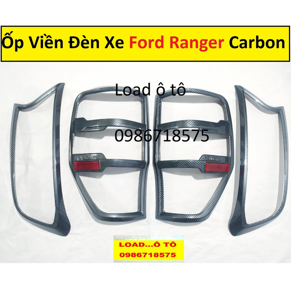 Bộ Ốp Đèn Pha Hậu Ford Ranger 2022-2016 Vân Carbon Cao Cấp