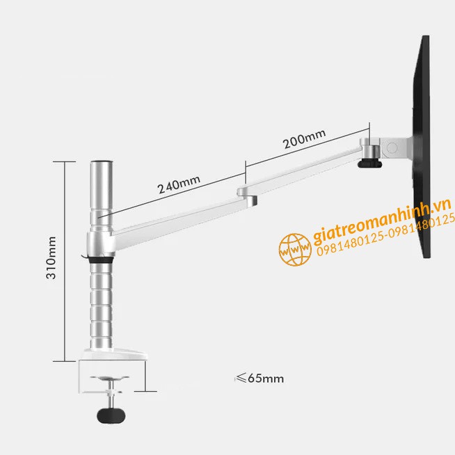Giá Treo Màn Hình OA 7X 17 - 24 - 27 Inch (Upto 32&quot; ) - Kèm Tay Treo Đỡ Laptop 10 - 15.6 Inch - Gắn Bàn Đa Năng