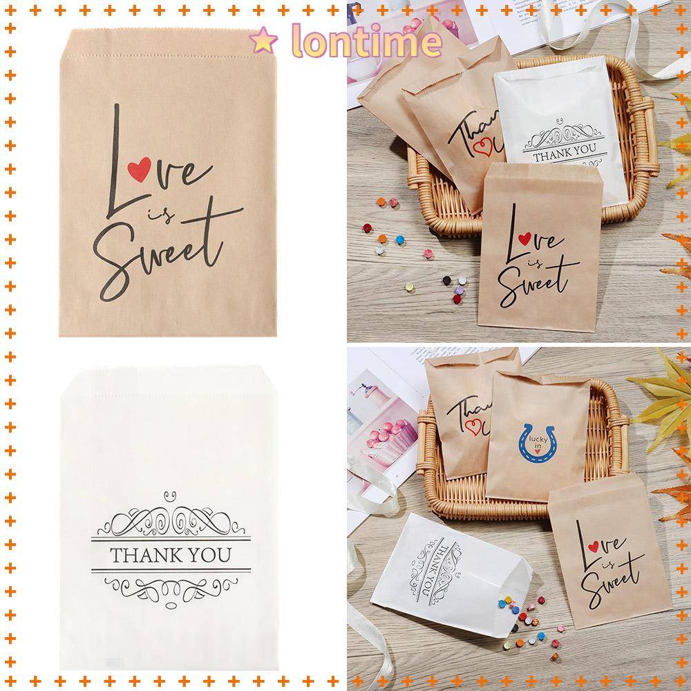 Set 25 túi giấy đựng bánh kẹo in chữ Thank You tiện lợi