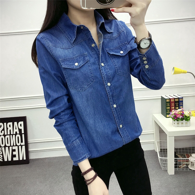 2021 spring slim cotton denim shirt