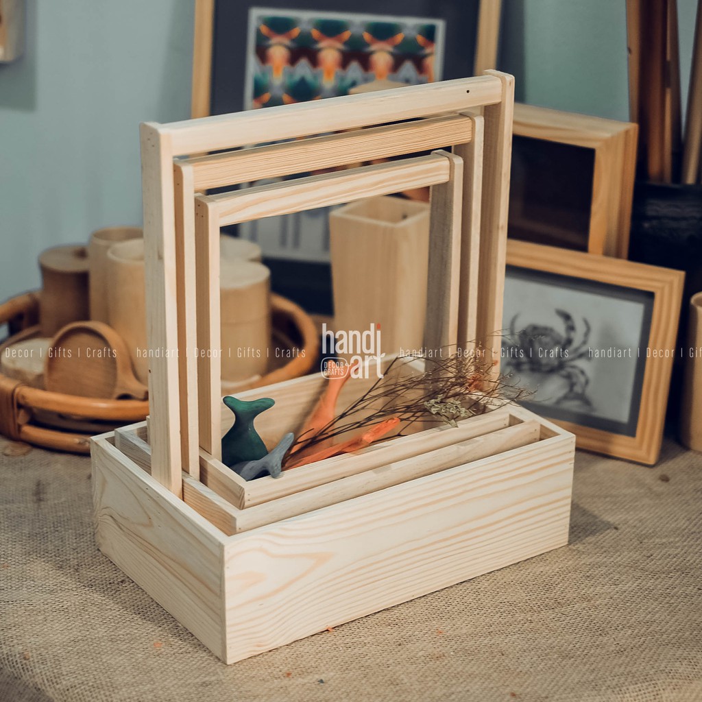 Giỏ gỗ trang trí hoa, trái cây - Wooden flower basket