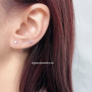 Khuyên tai bạc Grace - Trăng nụ - Moon Stud (chiếc)