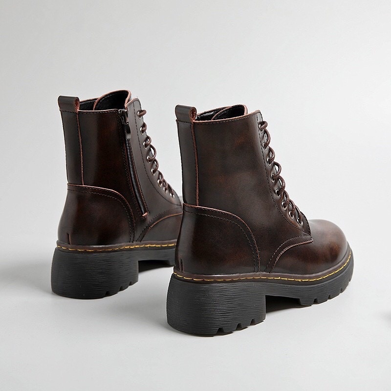 VIDEO TỰ QUAY Giày bốt chiến binh da bò thật nam nữ vintage Original shoes