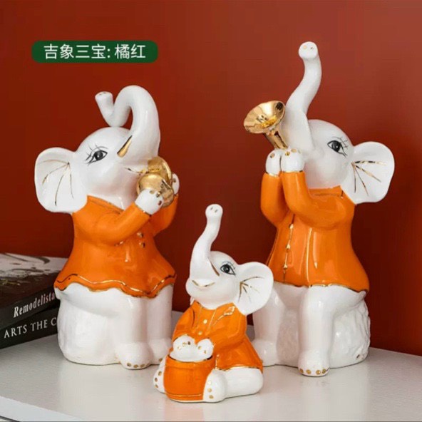 Tượng gốm sứ trang trí decor nhà cửa hình thỏ, voi ( nhiều mẫu)