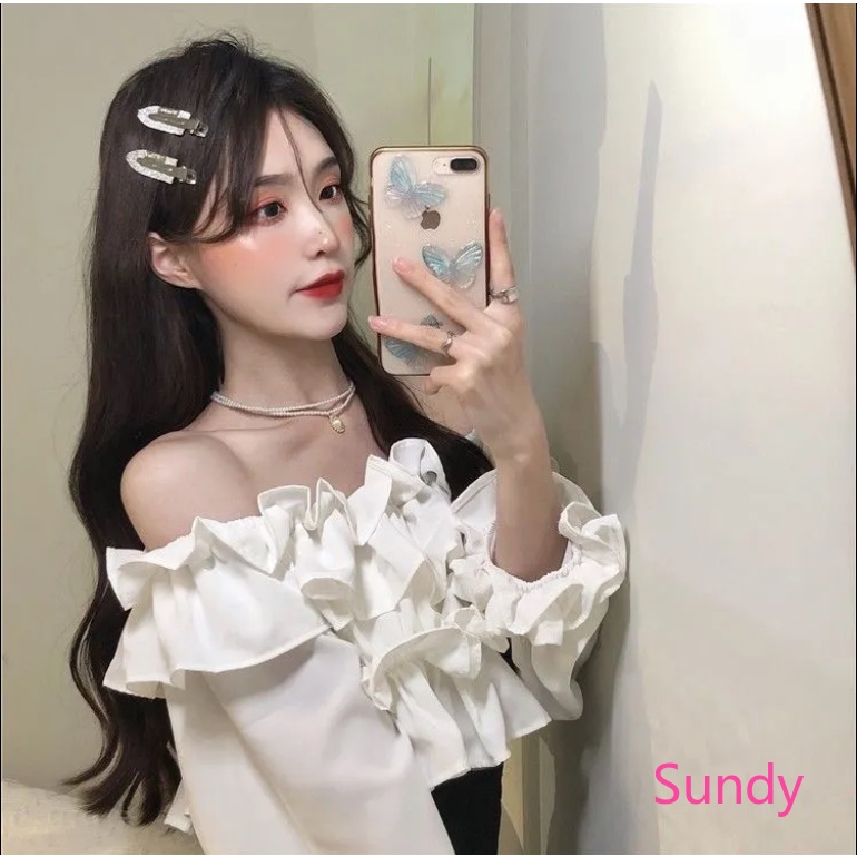 Set Áo Kiểu Trễ Vai Plus Size + Chân Váy Xếp Li Dành Cho Nữ