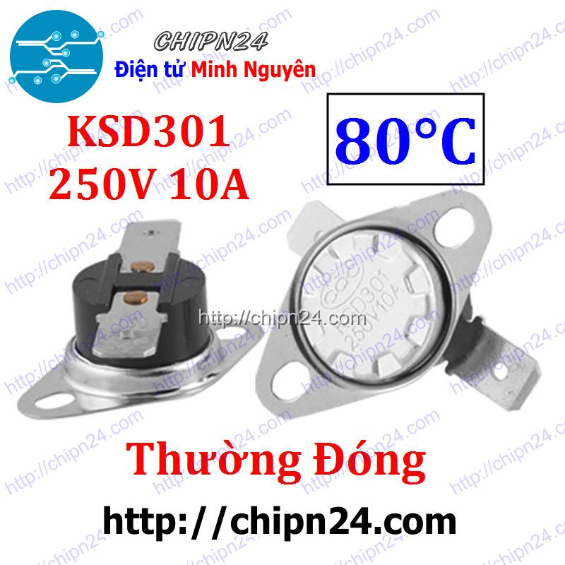 [1 CÁI] (F72) Cầu Chì Nhiệt KSD301 Thường Đóng 80 Độ (10A 250VAC)