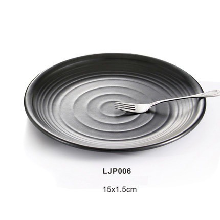 Đĩa nhựa tròn lót chén cơm có vân màu đen cao cấp Hàn Quốc 15cm LJP006 - Hot
