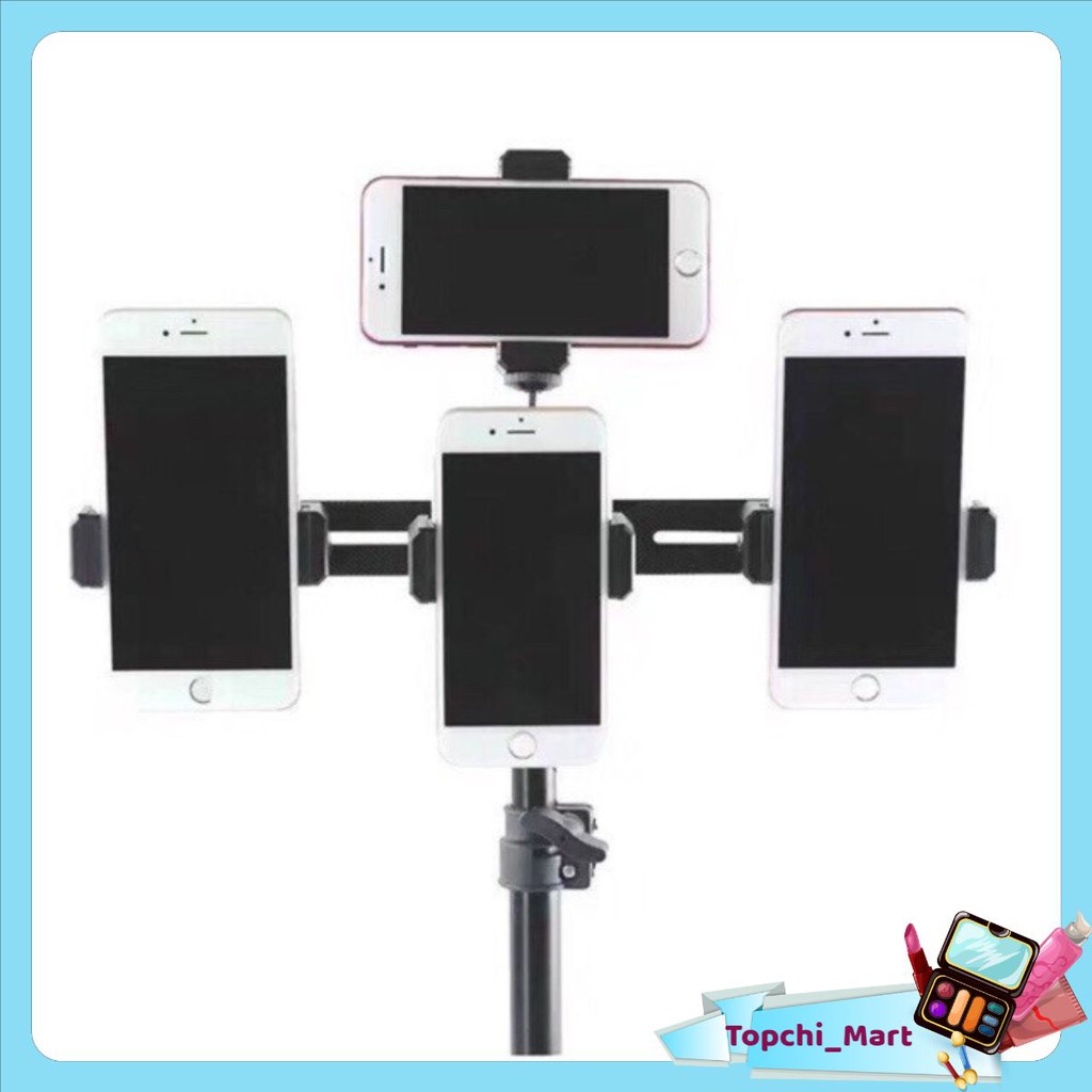 Giá đỡ kẹp điện thoại gắn vào tripod, giá đỡ kẹp điện thoại hỗ trợ livestream nhiều máy cùng lúc