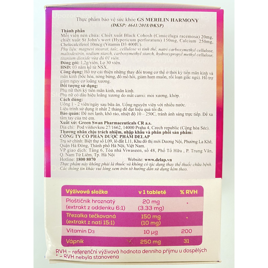 GS Merilin Harmony - Hỗ trợ phụ nữ thời kỳ tiên mãn kinh và mãn kinh dẫu hiệu bốc hỏa, nóng bừng, giảm ham muốn