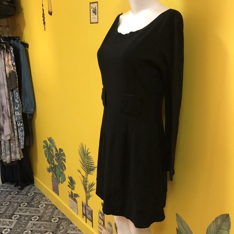 Đầm đen suông trơn hàng si 2hand