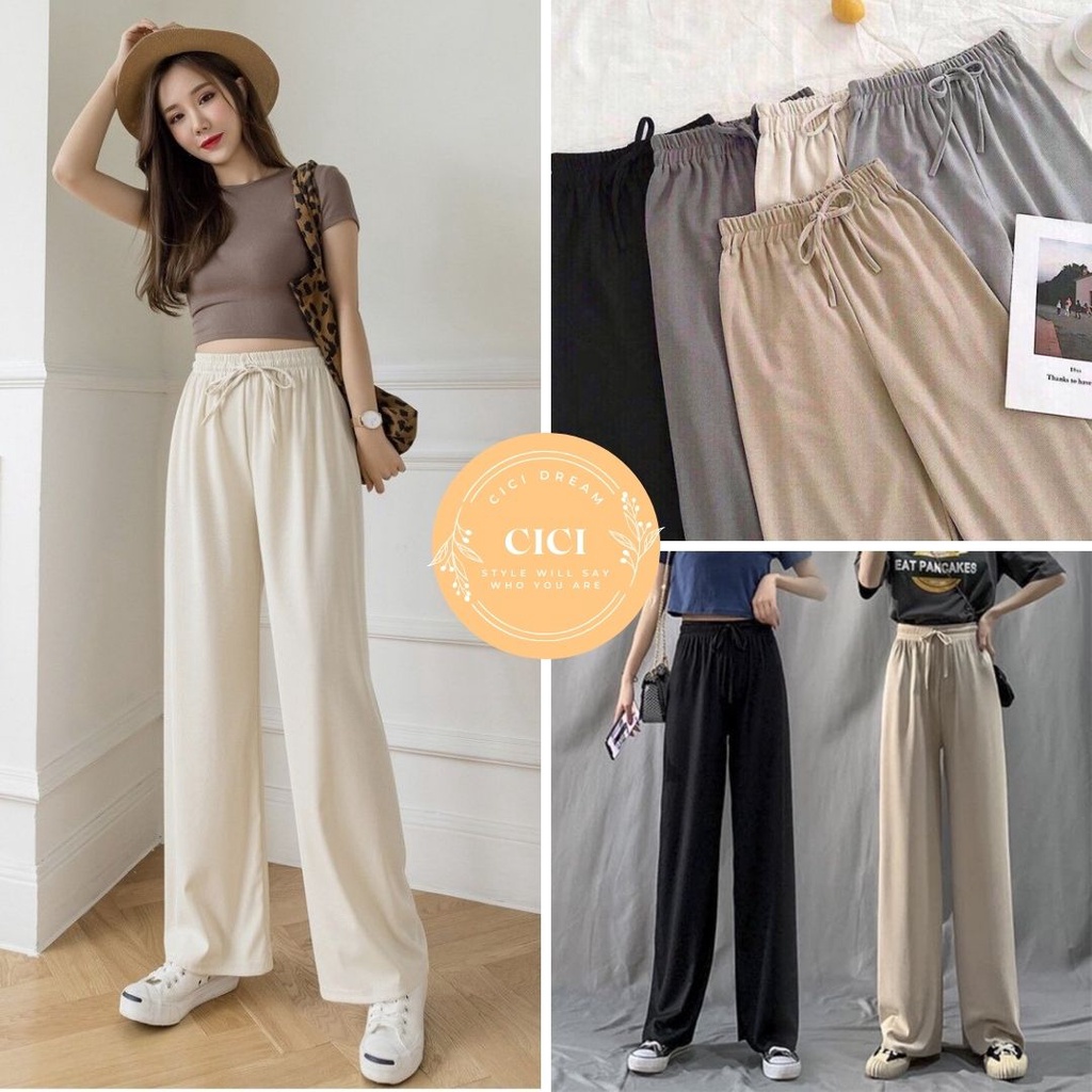 Quần nữ suông ống rộng cotton tăm Culottes trơn nhiều màu, quần tăm ống rộng nữ dáng suông siêu mát