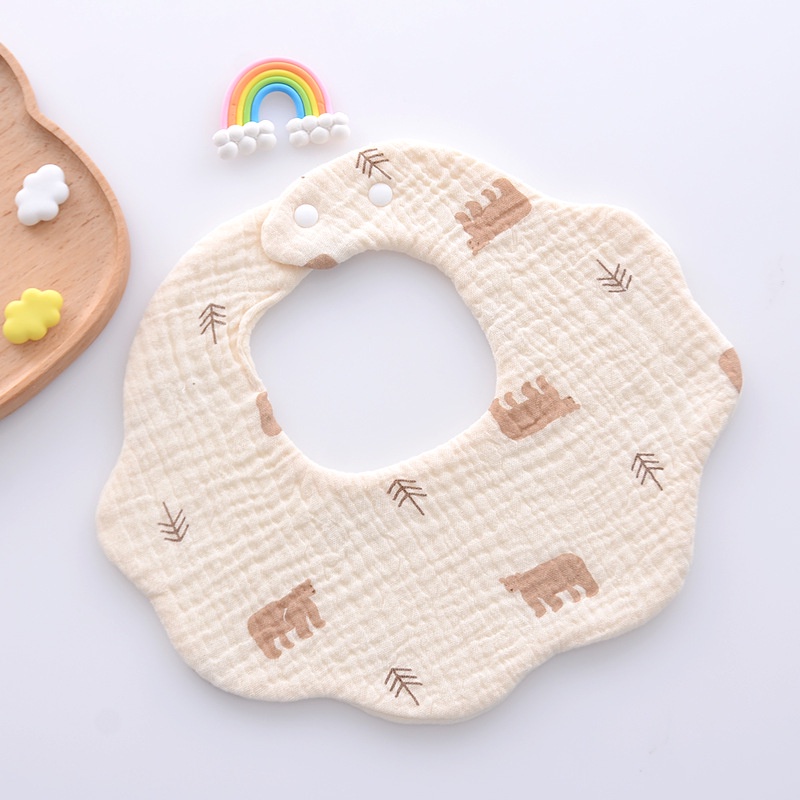 Yếm Ăn cotton 6 Lớp Xoay 360 Độ Xinh Xắn Tiện Dụng Cho Bé