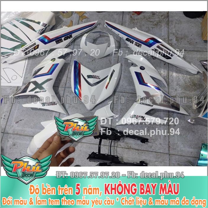 Tem rời Exciter 150 BMW Crom xe trắng (X) -1