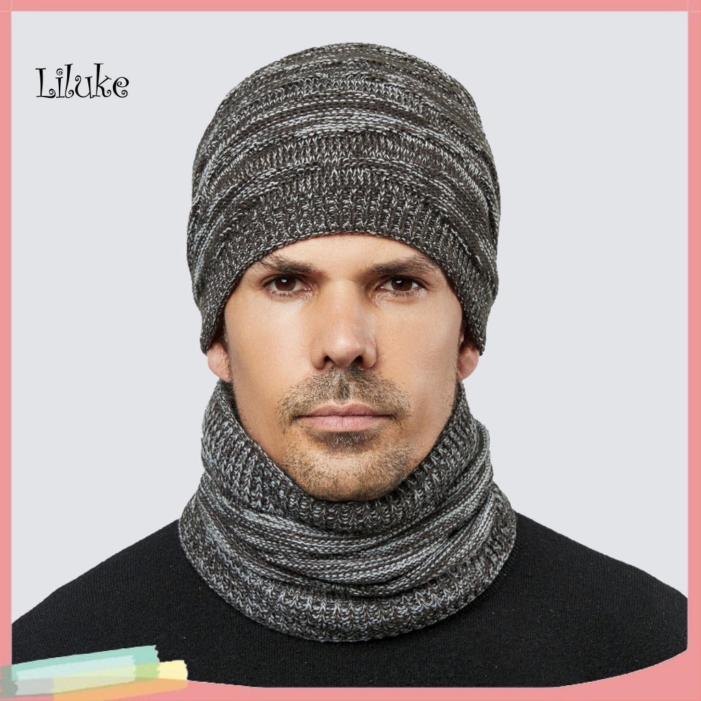 1 Bộ Mũ Len Dệt Kim Giữ Ấm Cổ Màu Sắc Đơn Giản Cho Nữ