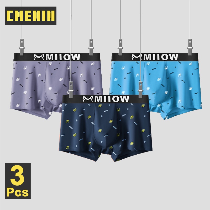 Set 3 Quần Lót Boxer Thoáng Khí In Họa Tiết Thời Trang Cho Nam M1050
