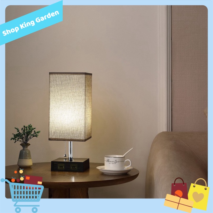 Đèn Ngủ Để Bàn Phòng Ngủ Công Nghệ 2 USB 2Power Bedside Table Lamp - King's Garden