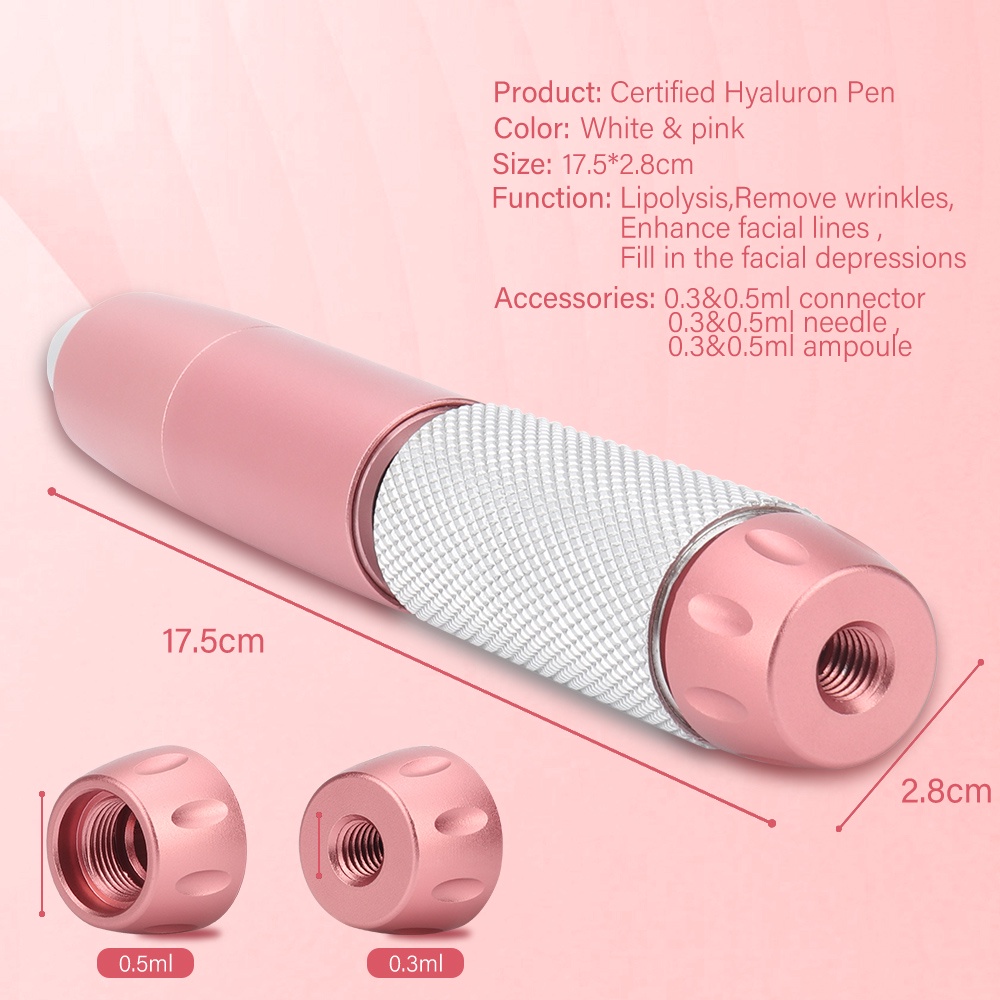 2 trong 1 bút hyaluron hyaluronic acid súng phun áp lực cao để chống nhăn môi nâng cơ với đầu ampoule tatoo